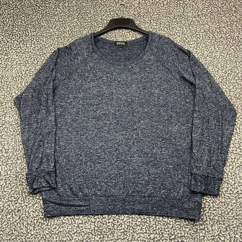 Buffalo David Bitton Sweatshirt Men XL Blue Marled Raglan Long Sleeve Pullover